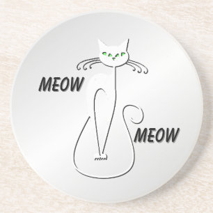 Slinky svart katt Mia Mia gröna ögon på silver Underlägg
