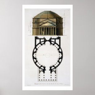 Slipat planera och facaden av pantheonen, Rome, Poster