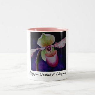 Slipper Orchid P. Chiquita Watercolor Art Två-Tonad Mugg