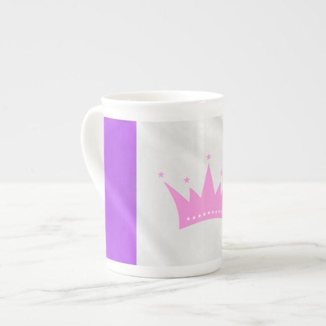 SlipperyJoe dra pridet flagga lila vit blå kråka Benporslin Mugg (Framsida vänster)
