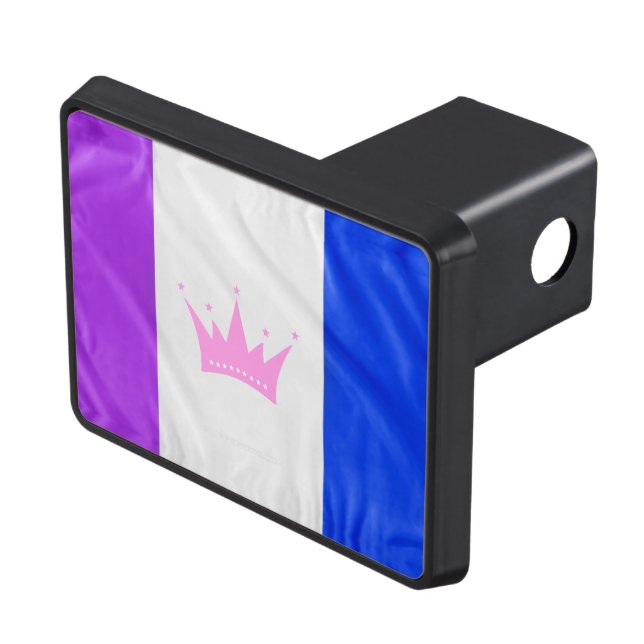 SlipperyJoe dra pridet flagga lila vit blått Sequ Dragkroksskydd (Topp Höger)