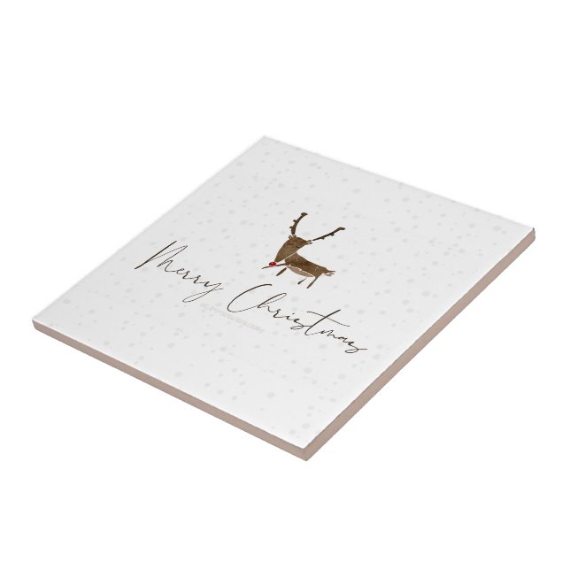 SlipperyJoe God jul renar röd näsa antl Kakelplatta (Sidan)