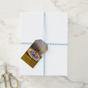SlipperyJoe Hanukkah-snurrande present åttakantig Presentetikett