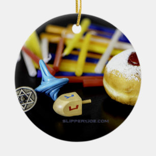SlipperyJoe Hanukkah symbolisk stilleben högtid e Julgransprydnad Keramik