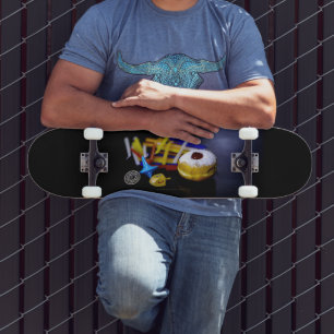 SlipperyJoe Hanukkah symbolisk stilleben högtid e Mini Skateboard Bräda 18,5 Cm