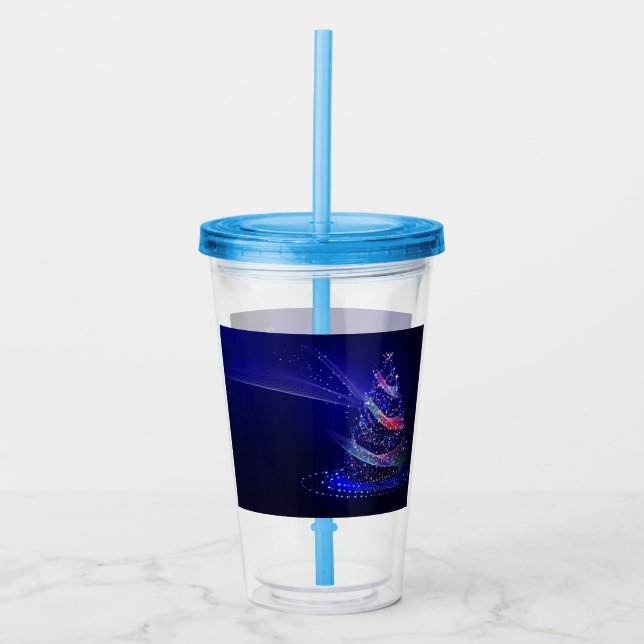 SlipperyJoe julgran digital genomskinlig röd Take Away Mugg (Framsida)