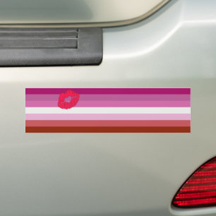 SlipperyJoe läppstift lesbisk stolthet flagga femi Bildekal
