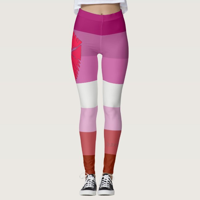 SlipperyJoe läppstift lesbisk stolthet flagga femi Leggings (Framsida)
