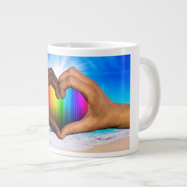 SlipperyJoe levande regnbågsgradient hjärta interr Jumbo Mugg (Framsida höger)