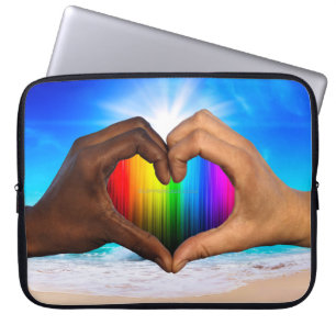 SlipperyJoe levande regnbågsgradient hjärta interr Laptop Fodral