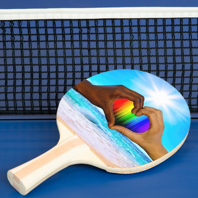 SlipperyJoe levande regnbågsgradient hjärta interr Pingisracket (Insitu)