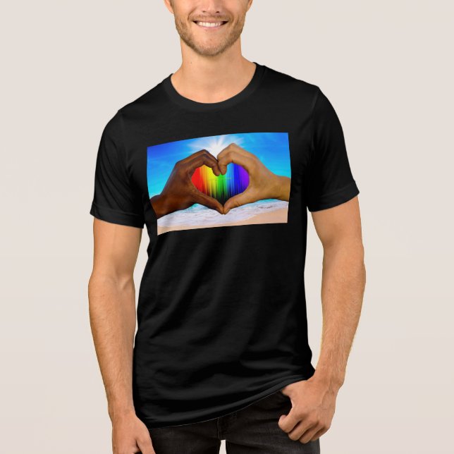 SlipperyJoe levande regnbågsgradient hjärta interr T Shirt (Framsida)