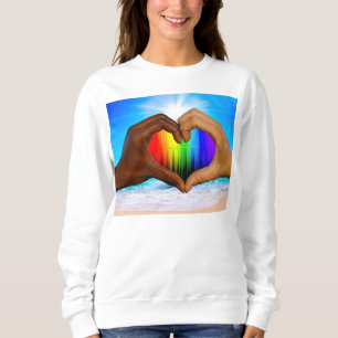 SlipperyJoe levande regnbågsgradient hjärta interr T Shirt