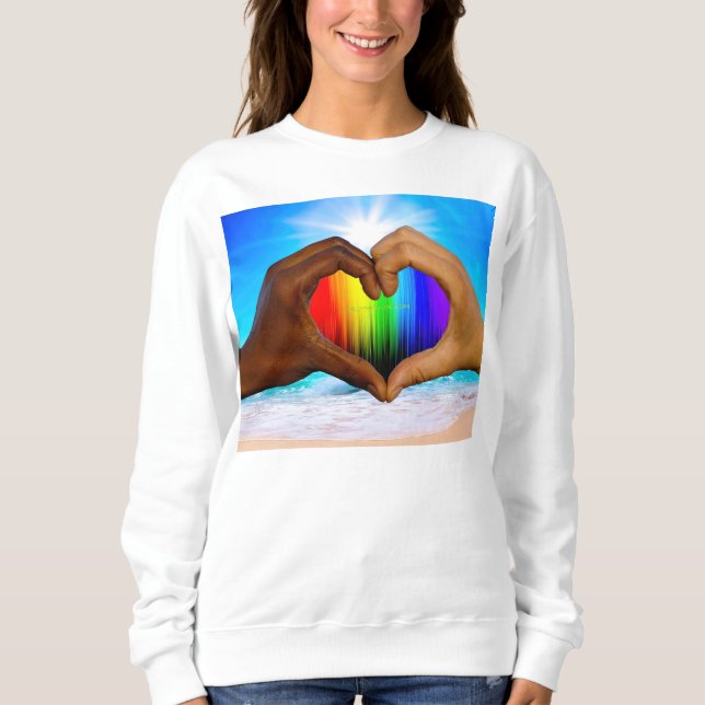 SlipperyJoe levande regnbågsgradient hjärta interr T Shirt (Framsida)