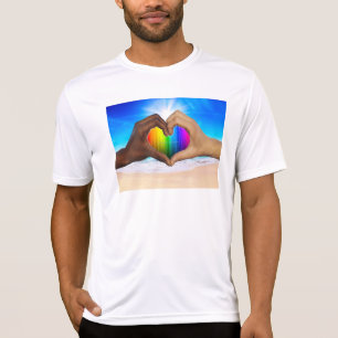 SlipperyJoe levande regnbågsgradient hjärta interr T Shirt