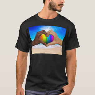 SlipperyJoe levande regnbågsgradient hjärta interr T Shirt