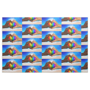 SlipperyJoe levande regnbågsgradient hjärta interr Tyg