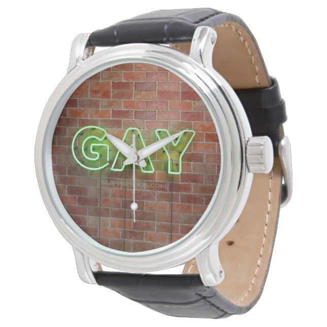 SlipperyJoe lysande gay neonskylt ljus levande Armbandsur (Vinklad)