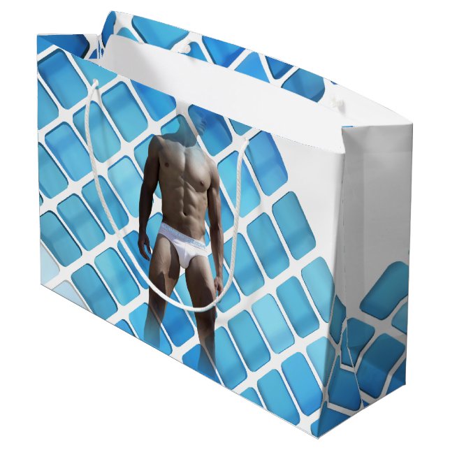 SlipperyJoe muskulär man sex-pack med hanvit u (Baksidan Vinklad)