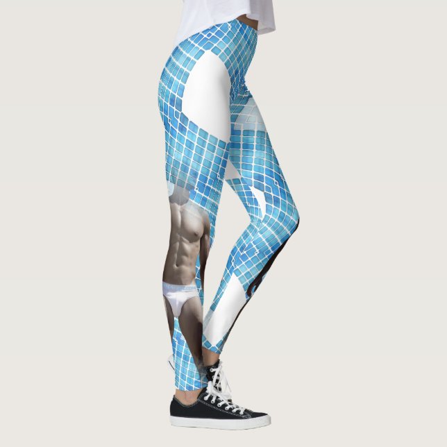 SlipperyJoe muskulär man sex-pack med hanvit u Leggings (Höger)