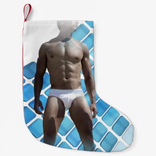 SlipperyJoe muskulär man sex-pack med hanvit u Liten Julstrumpa