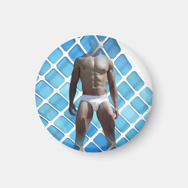 SlipperyJoe muskulär man sex-pack med hanvit u Magnet (Framsidan)