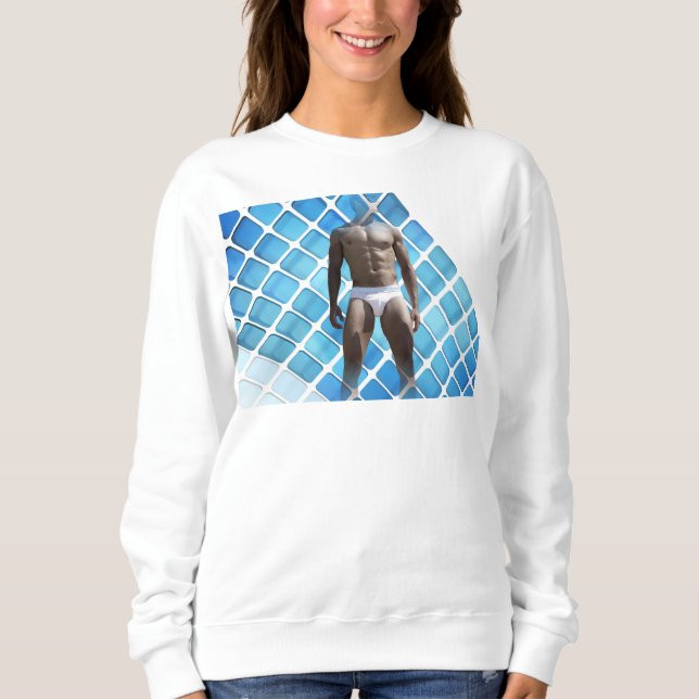 SlipperyJoe muskulär man sex-pack med hanvit u T Shirt (Framsida)