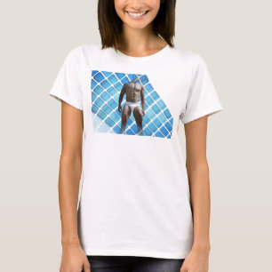 SlipperyJoe muskulär man sex-pack med hanvit u T Shirt