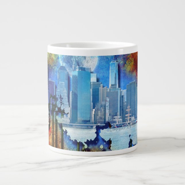 SlipperyJoe NYC graffiti måne omgiven av virvlande Jumbo Mugg (Framsidan)