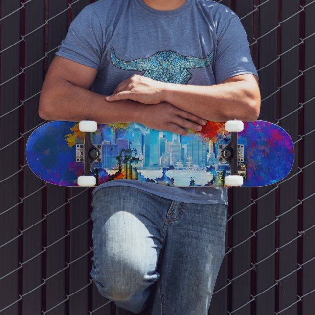 SlipperyJoe NYC graffiti måne omgiven av virvlande Mini Skateboard Bräda 18,5 Cm (Utomhus 3)