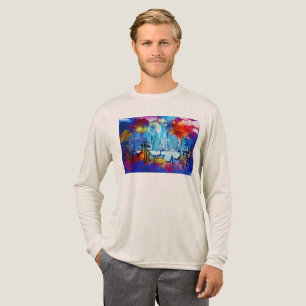 SlipperyJoe NYC graffiti måne omgiven av virvlande T Shirt
