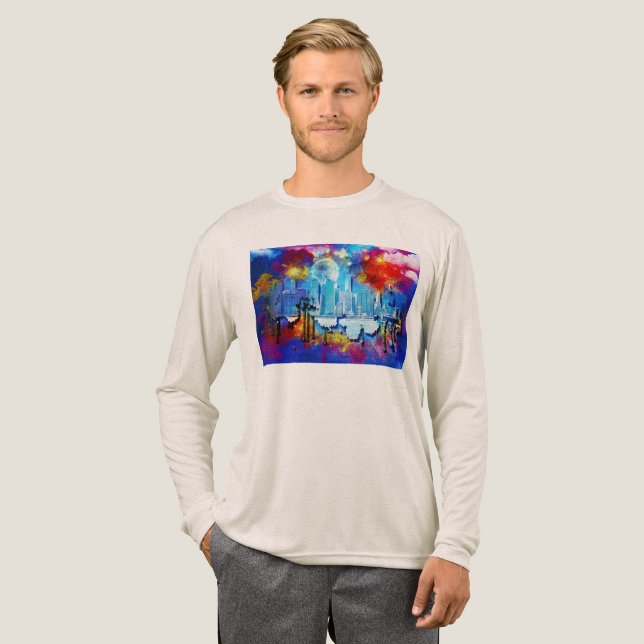 SlipperyJoe NYC graffiti måne omgiven av virvlande T Shirt (Hel framsida)