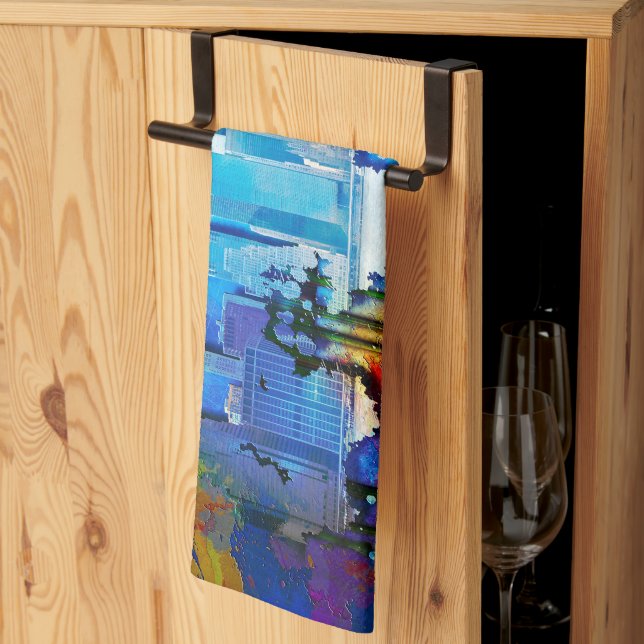 SlipperyJoe NYC graffiti måne omringade snurrning Kökshandduk (Thirds Fold)