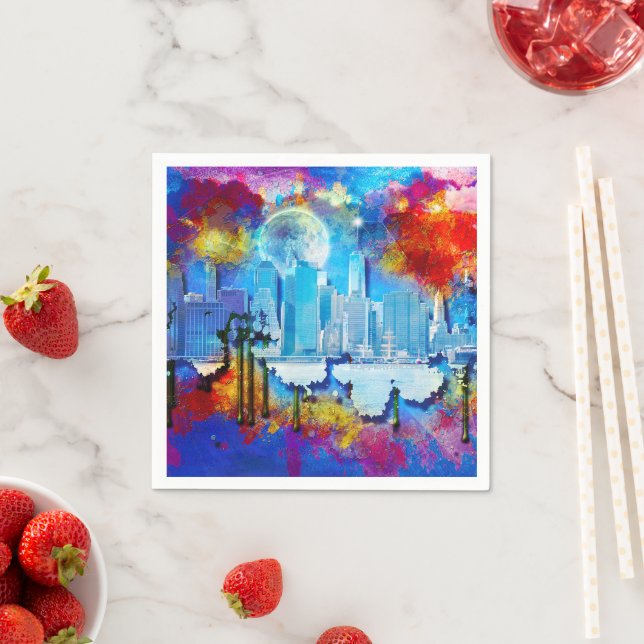 SlipperyJoe NYC graffiti måne omringade snurrning Pappersservett (Insitu)