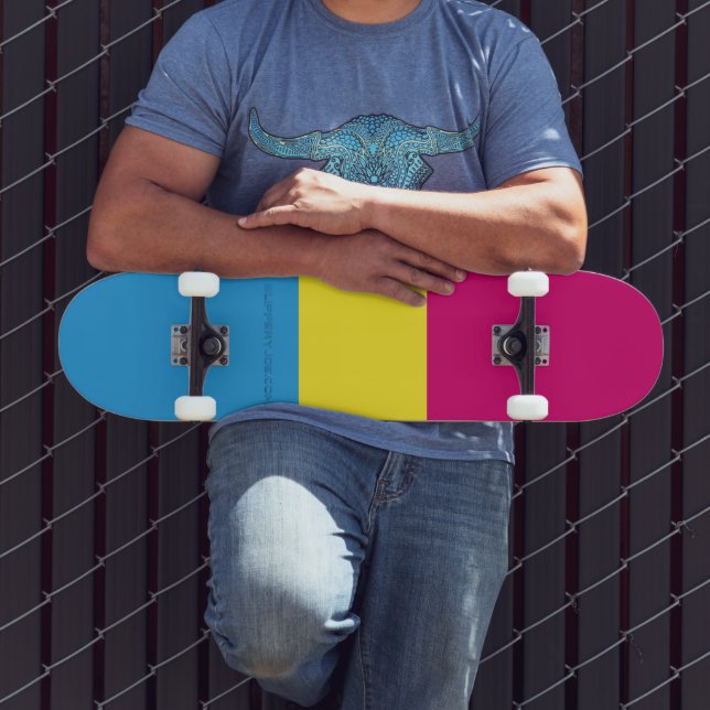 SlipperyJoe pansexual pride flagga rosa gul och cy Mini Skateboard Bräda 18,5 Cm (Utomhus 3)