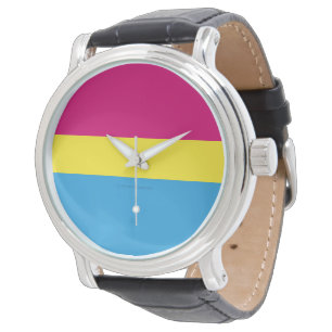 SlipperyJoe pansexuell stolthetsflagga rosa bärnst Armbandsur