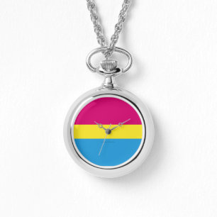 SlipperyJoe pansexuell stolthetsflagga rosa bärnst Armbandsur