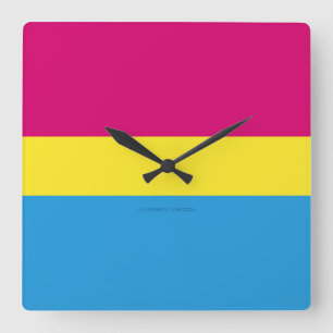 SlipperyJoe pansexuell stolthetsflagga rosa bärnst Fyrkantig Klocka