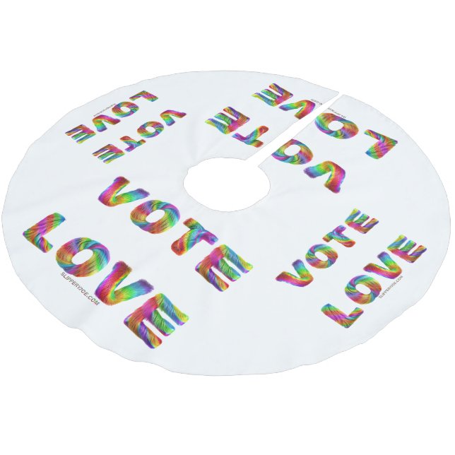 SlipperyJoe rösta kärlek jämlikhet regnbågsfärgad  Julgransmatta Borstad Polyester (Vinklad)