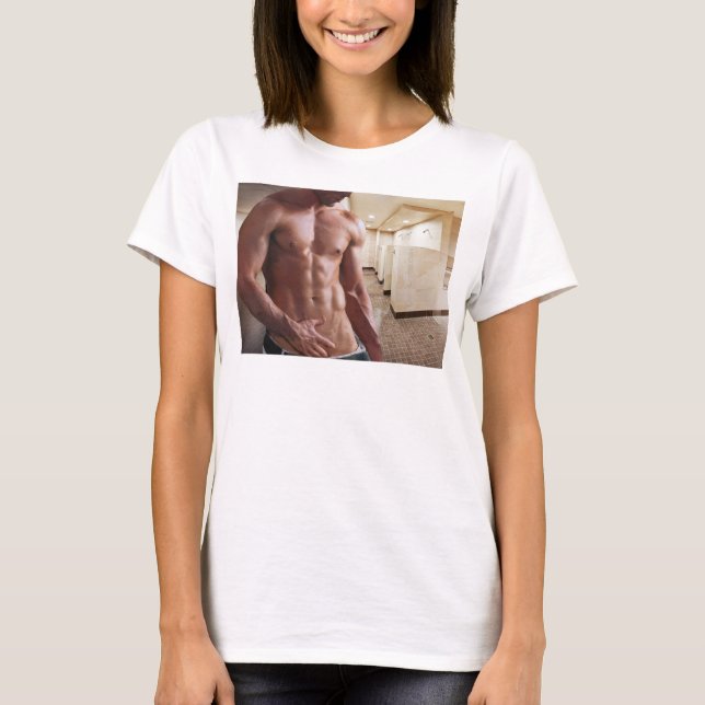 SlipperyJoe shirtless muscular man sixpack abs fit T Shirt (Framsida)