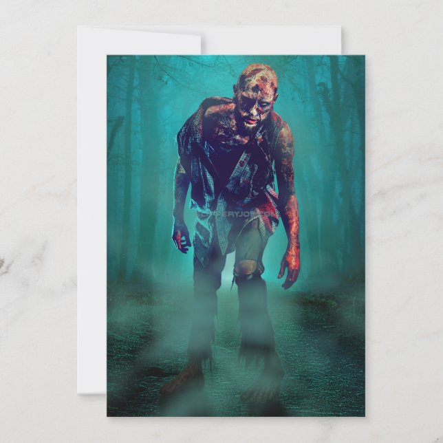 SlipperyJoe skrämmande zombiefigur isolerad hotful Julkort (Framsida)