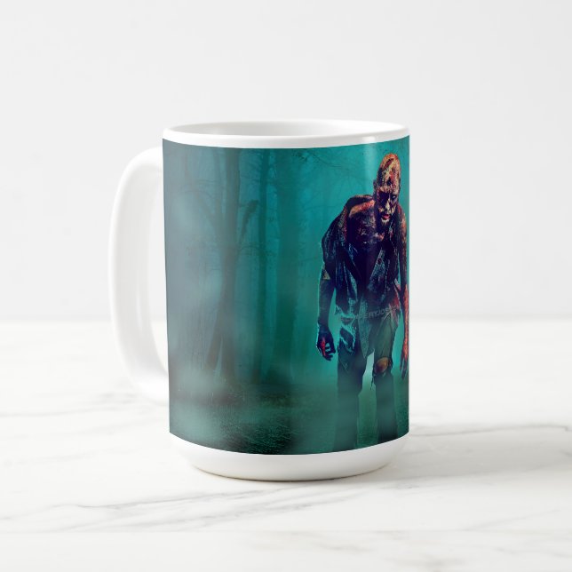 SlipperyJoe skrämmande zombiefigur isolerad hotful Kaffemugg (Framsida vänster)