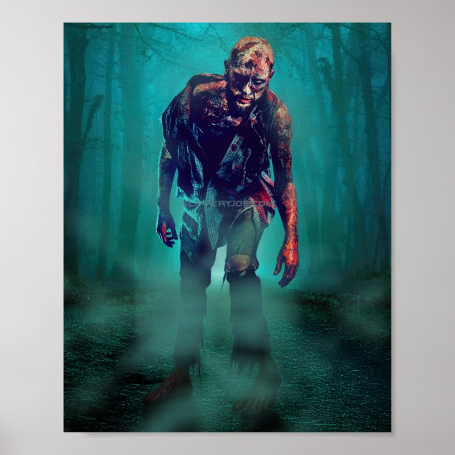 SlipperyJoe skrämmande zombiefigur isolerad hotful Poster (Framsidan)