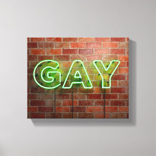 SlipperyJoe upplyst gay neonskylt ljus levande Canvastryck