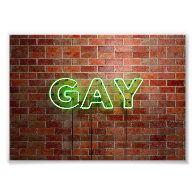 SlipperyJoe upplyst gay neonskylt ljus levande Fototryck (Framsidan)