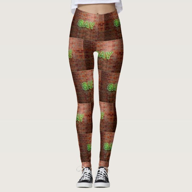 SlipperyJoe upplyst gay neonskylt ljus levande Leggings (Framsida)