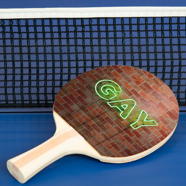 SlipperyJoe upplyst gay neonskylt ljus levande Pingisracket (Insitu)