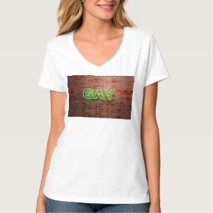 SlipperyJoe upplyst gay neonskylt ljus levande T Shirt