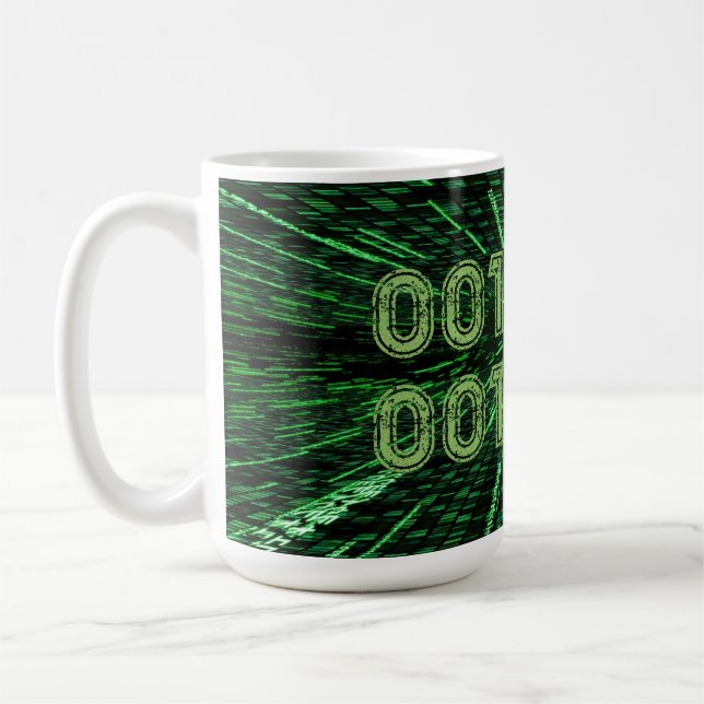 SlipperyJoe's 69 binära kodning - pulserande grönt Kaffemugg (Vänster)