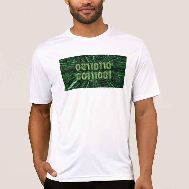 SlipperyJoe's 69 binära kodning - pulserande grönt T Shirt (Framsida)